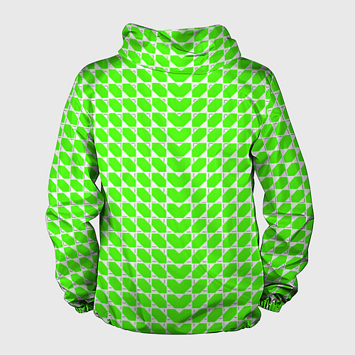 Мужская ветровка Зелёные лепестки шестиугольники / 3D-Белый – фото 2