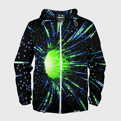 Мужская ветровка Червоточина - хаотичные кубы с лучами и свечением