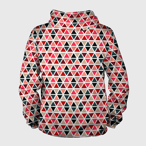 Мужская ветровка Бирюзово-розовый геометричный треугольники / 3D-Белый – фото 2
