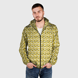 Ветровка с капюшоном мужская Белые плюсики на жёлтом фоне, цвет: 3D-черный — фото 2