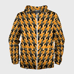 Ветровка с капюшоном мужская Чёрно-жёлтый паттерн, цвет: 3D-белый