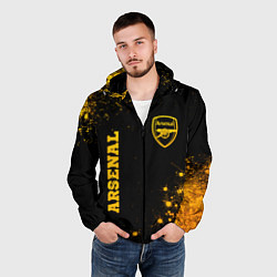 Ветровка с капюшоном мужская Arsenal - gold gradient вертикально, цвет: 3D-черный — фото 2