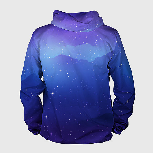 Мужская ветровка Синий космос и звезды / 3D-Черный – фото 2