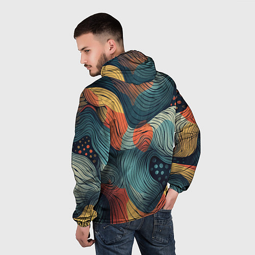 Мужская ветровка Волны линиями / 3D-Черный – фото 4