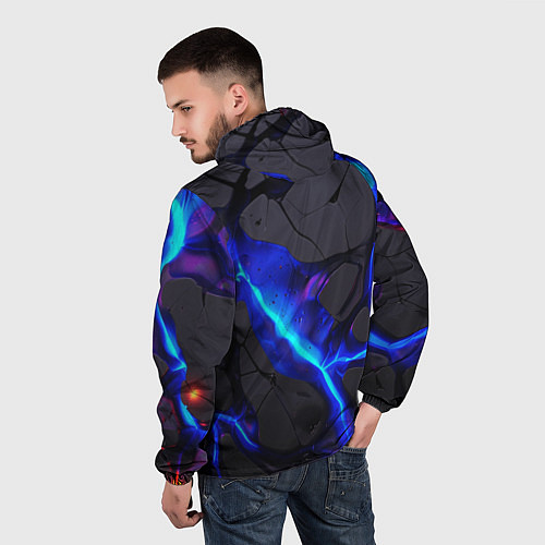 Мужская ветровка Темный синий неон из разлома плит / 3D-Черный – фото 4