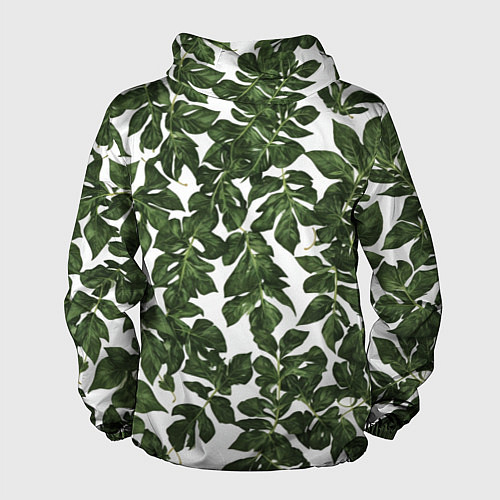Мужская ветровка Зеленые листочки на белом фоне / 3D-Белый – фото 2