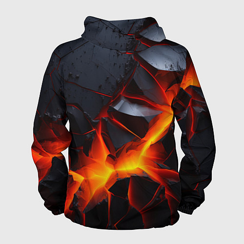 Мужская ветровка Камни в разломе красный свет / 3D-Черный – фото 2