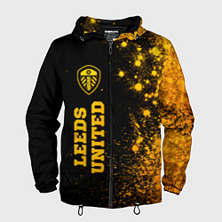 Ветровка с капюшоном мужская Leeds United - gold gradient по-вертикали, цвет: 3D-черный