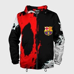 Ветровка с капюшоном мужская Barcelona fc краски спорт, цвет: 3D-черный