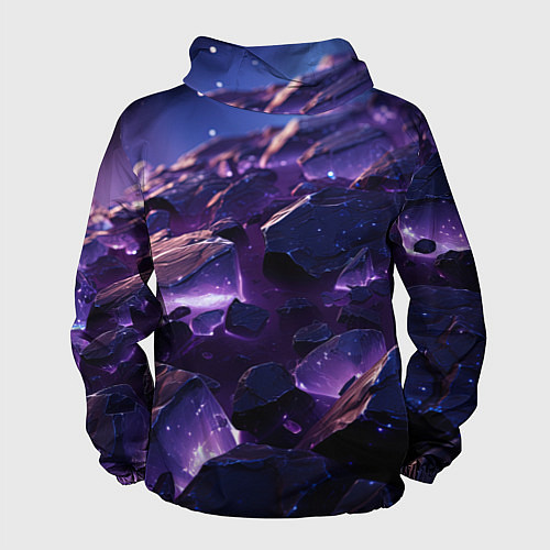Мужская ветровка Фиолетовые неоновые камни со светом / 3D-Черный – фото 2