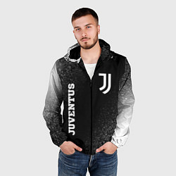 Ветровка с капюшоном мужская Juventus sport на темном фоне вертикально, цвет: 3D-черный — фото 2