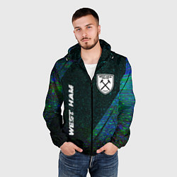 Ветровка с капюшоном мужская West Ham glitch blue, цвет: 3D-черный — фото 2