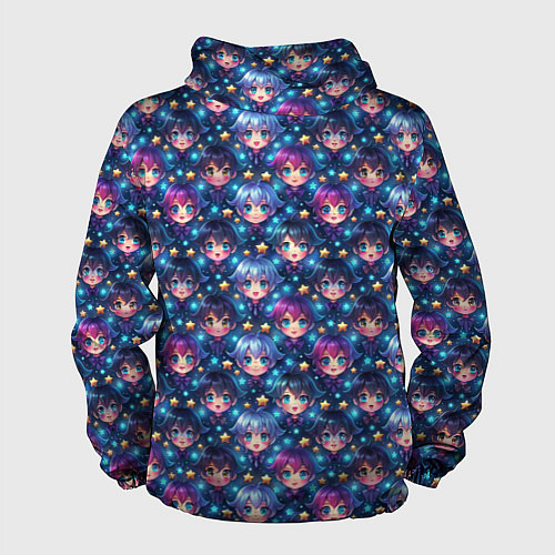 Мужская ветровка Парень и девушка аниме паттерн / 3D-Черный – фото 2