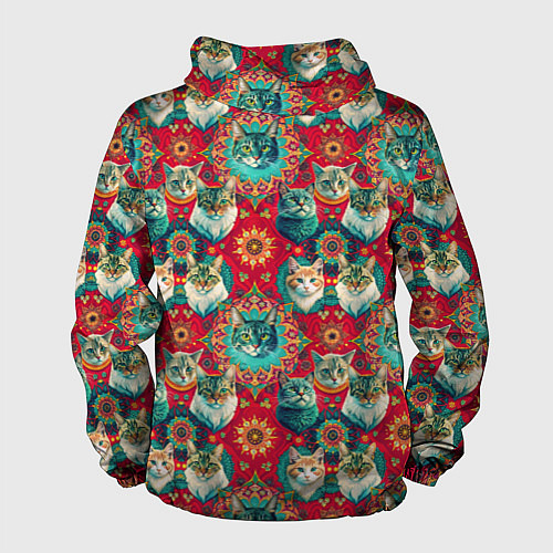 Мужская ветровка Мандала с кошачьим орнаментом / 3D-Белый – фото 2