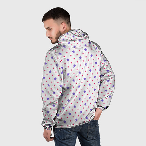 Мужская ветровка Красивый узор звезды / 3D-Черный – фото 4
