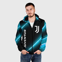 Ветровка с капюшоном мужская Juventus неоновые лампы, цвет: 3D-черный — фото 2