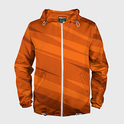 Ветровка с капюшоном мужская Тёмный оранжевый полосами, цвет: 3D-белый