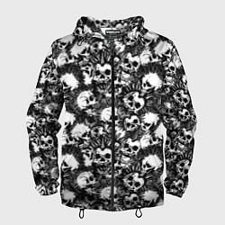 Ветровка с капюшоном мужская Панк черепа, цвет: 3D-черный