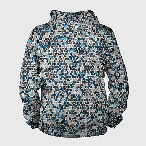 Мужская ветровка Паттерн мозаика серый с голубым / 3D-Белый – фото 2