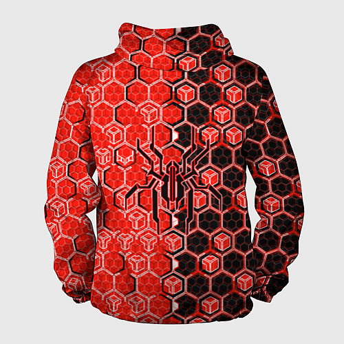 Мужская ветровка Техно-киберпанк шестиугольники красный и чёрный с / 3D-Черный – фото 2