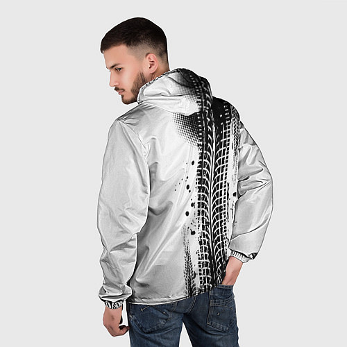 Мужская ветровка Фольксваген - следы от шин / 3D-Черный – фото 4