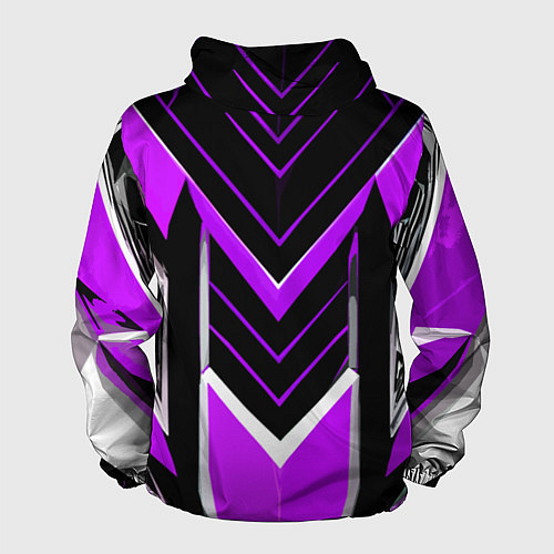 Мужская ветровка Фиолетово-серые полосы на чёрном фоне / 3D-Белый – фото 2