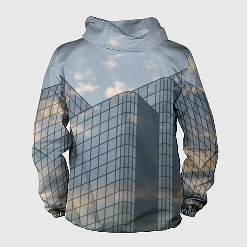 Мужская ветровка Городское небо и зеркальная многоэтажка / 3D-Белый – фото 2