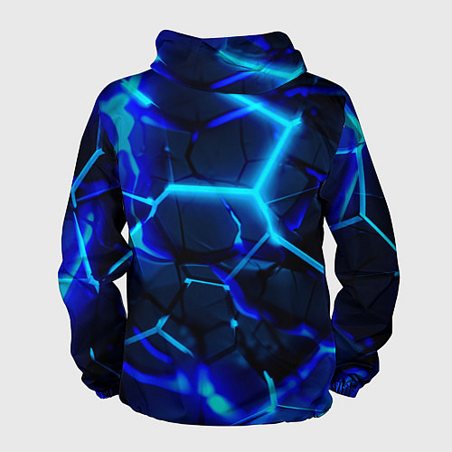 Мужская ветровка Яркие голубые неоновые плиты в разломе / 3D-Белый – фото 2
