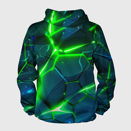 Мужская ветровка Неоновые яркие зеленые разломленные плиты со свето / 3D-Белый – фото 2