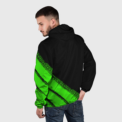 Мужская ветровка Kawasaki - logo / 3D-Черный – фото 4