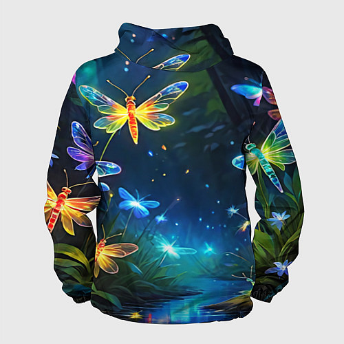 Мужская ветровка Сказочный лес - бабочки / 3D-Белый – фото 2