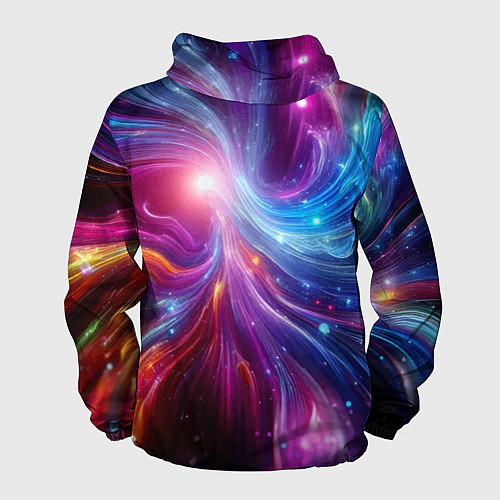 Мужская ветровка Неоновая абстракция - нейросеть / 3D-Белый – фото 2