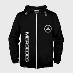 Ветровка с капюшоном мужская Mercedes benz logo white auto, цвет: 3D-белый