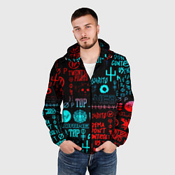 Ветровка с капюшоном мужская Twenty one pilots pattern music, цвет: 3D-черный — фото 2