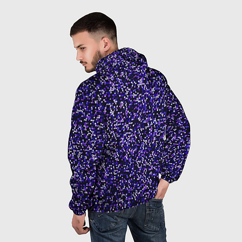 Мужская ветровка Мелкая мозаика паттерн фиолетовый / 3D-Черный – фото 4