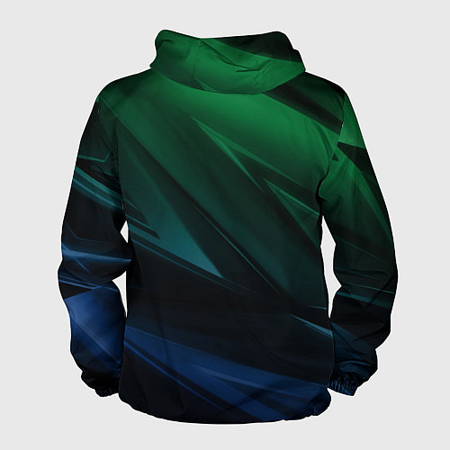 Мужская ветровка Зелено-синие абстрактные объемные полосы / 3D-Белый – фото 2