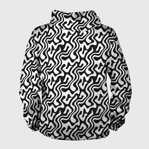 Мужская ветровка Черно-белый узор с абстрактными линиями / 3D-Белый – фото 2