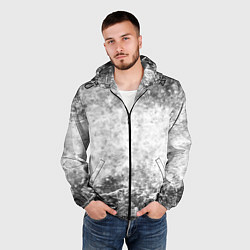 Ветровка с капюшоном мужская Абстракция - серый ветер, цвет: 3D-черный — фото 2