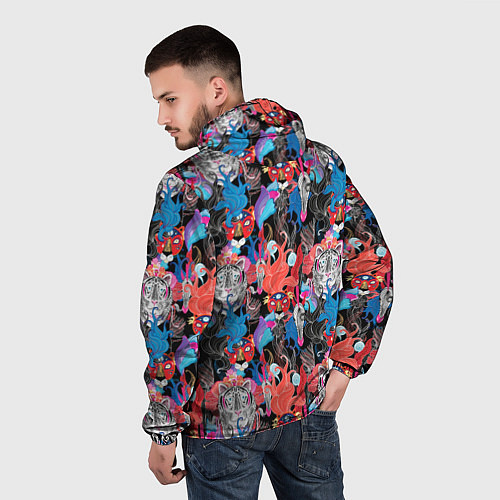 Мужская ветровка Орнамент диких кошек / 3D-Черный – фото 4