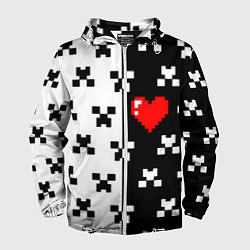 Ветровка с капюшоном мужская Minecraft pattern love, цвет: 3D-белый