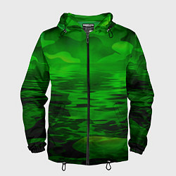 Ветровка с капюшоном мужская Камуфляж с водой, цвет: 3D-черный