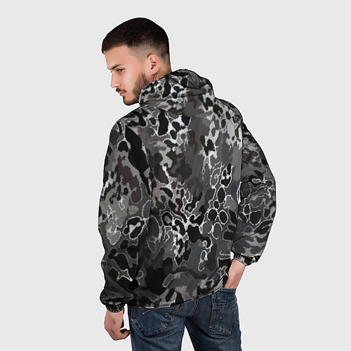 Мужская ветровка Чёрно-серый абстракция / 3D-Черный – фото 4