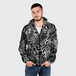 Ветровка с капюшоном мужская Чёрно-серый абстракция, цвет: 3D-черный — фото 2