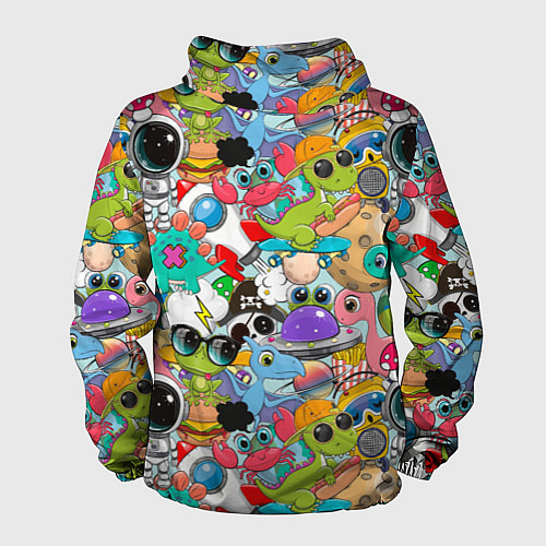 Мужская ветровка Разноцветные мультяшные персонажи / 3D-Черный – фото 2
