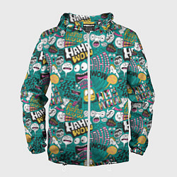 Мужская ветровка Ха-ха ничего себе - паттерн с рожицами