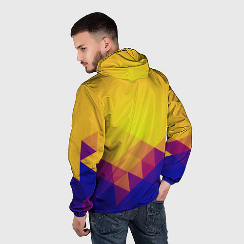 Мужская ветровка Желтая геометрия - спорт Россия с гербом / 3D-Черный – фото 4