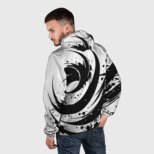 Мужская ветровка Ai art black and white abstraction / 3D-Черный – фото 4