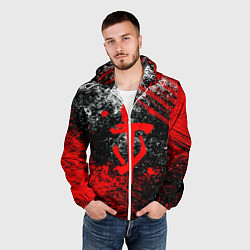 Ветровка с капюшоном мужская Doom - красные краски и лого, цвет: 3D-белый — фото 2