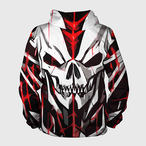 Мужская ветровка Белый череп и красные полосы на чёрном фоне / 3D-Белый – фото 2