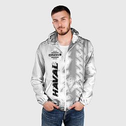 Ветровка с капюшоном мужская Haval speed на светлом фоне со следами шин по-верт, цвет: 3D-белый — фото 2